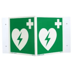 AED rechtwinkliges Nasenschild, nachleuchtend