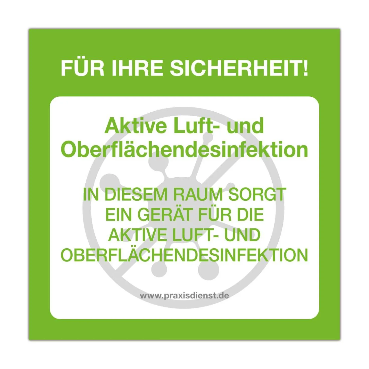 Aufkleber «Aktive Luft- und Oberflächendesinfektion»