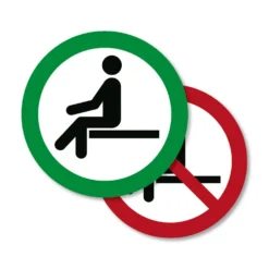 Aufkleber Sitzen verboten/gestattet