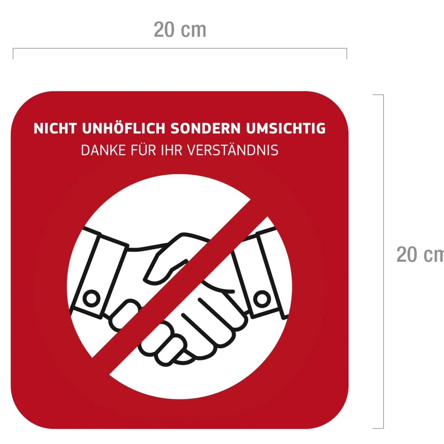 Hinweisschild «Händeschütteln vermeiden»