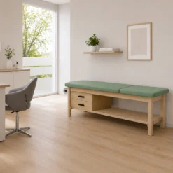Holz-Behandlungsliege mit Unterschrank