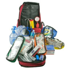 Notfallrucksack, gefüllt mit Markenartikeln
