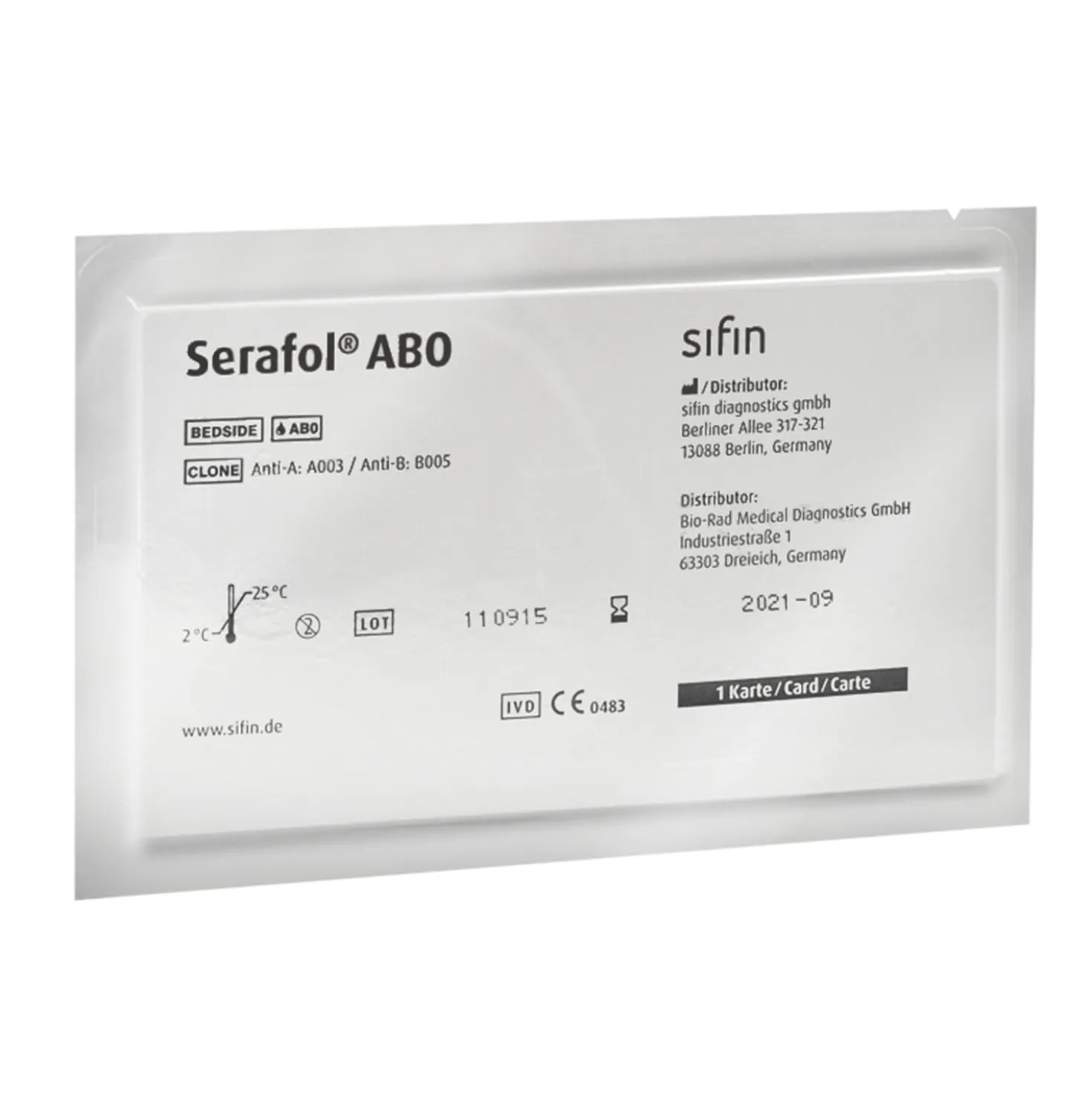 Serafol AB0 Bedside-Karten