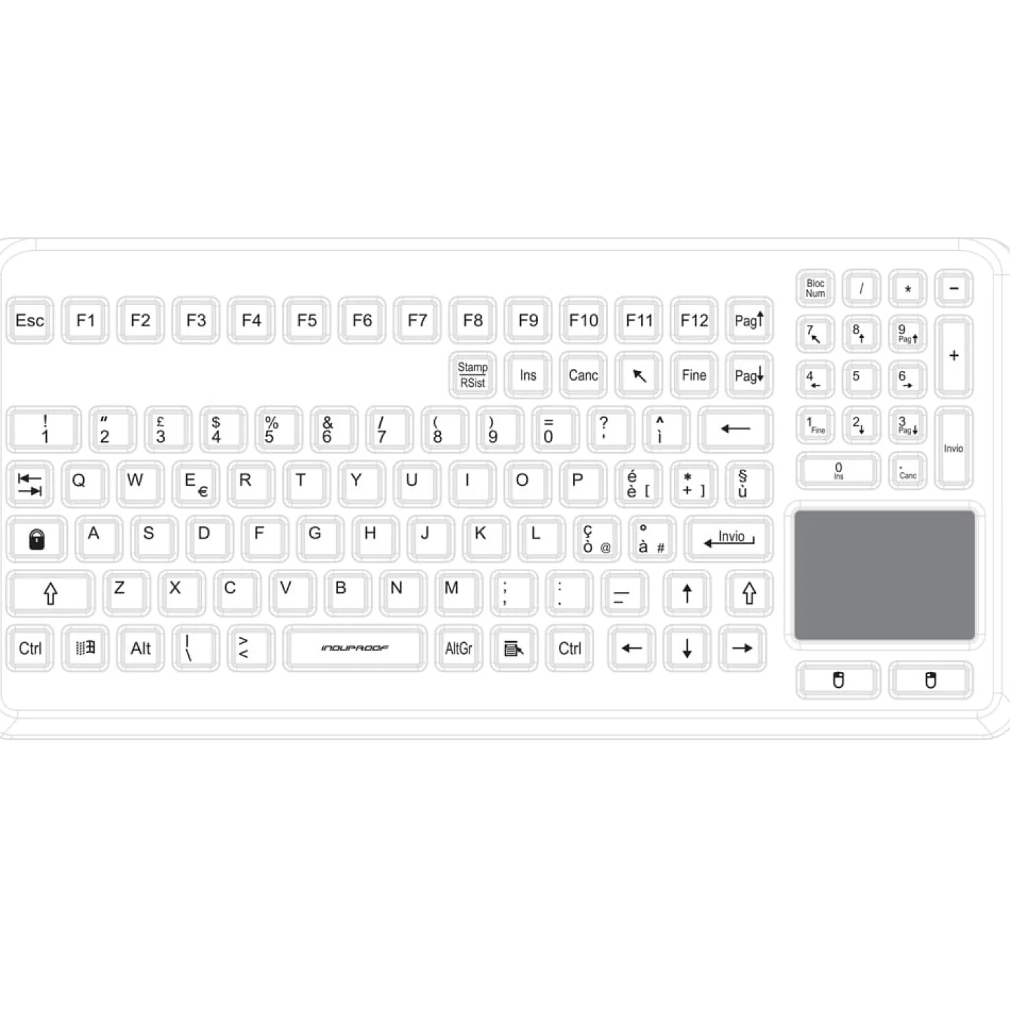 Silikon-Tastatur mit Touch-Pad