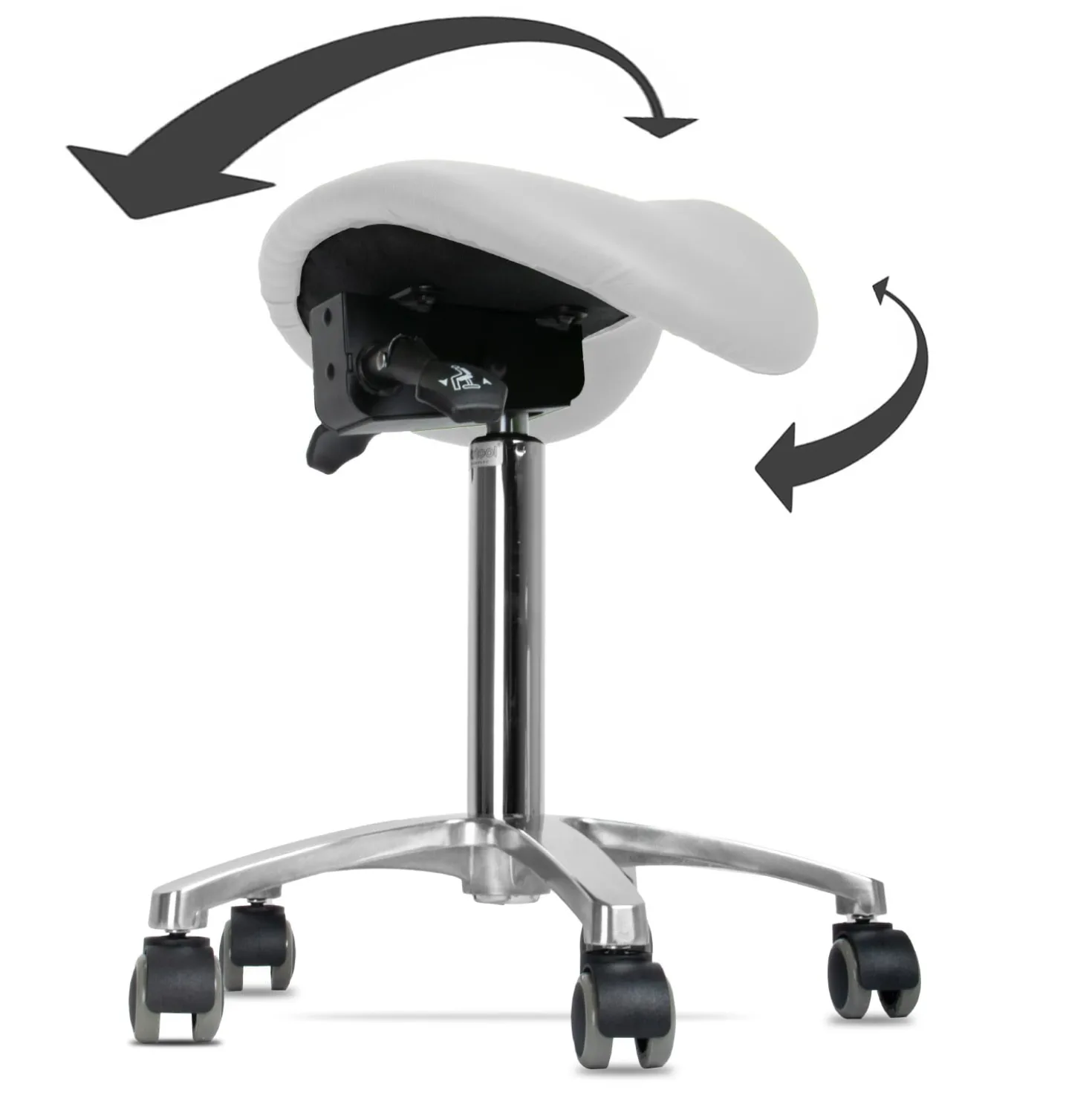 Teqler Drehhocker mit kippbarem Sattelsitz