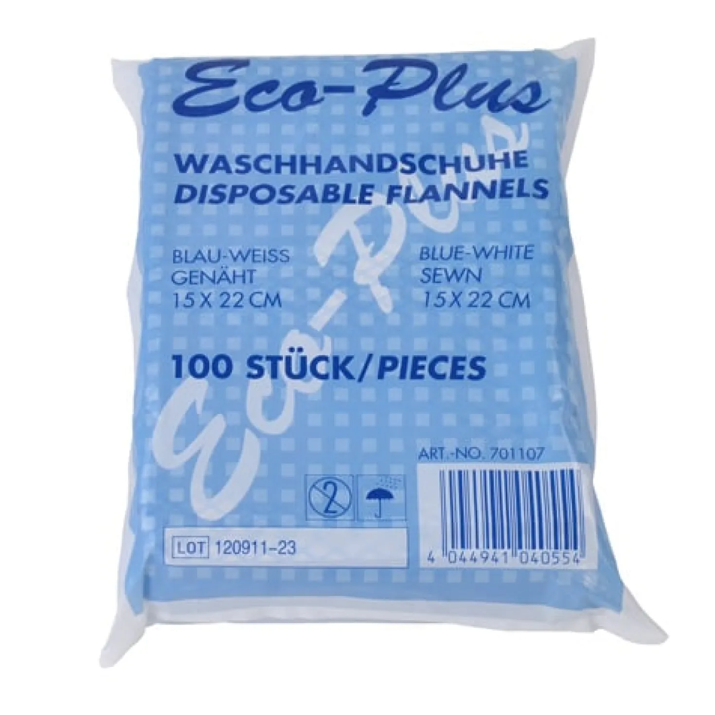 Waschhandschuhe, genäht, 100 Stück